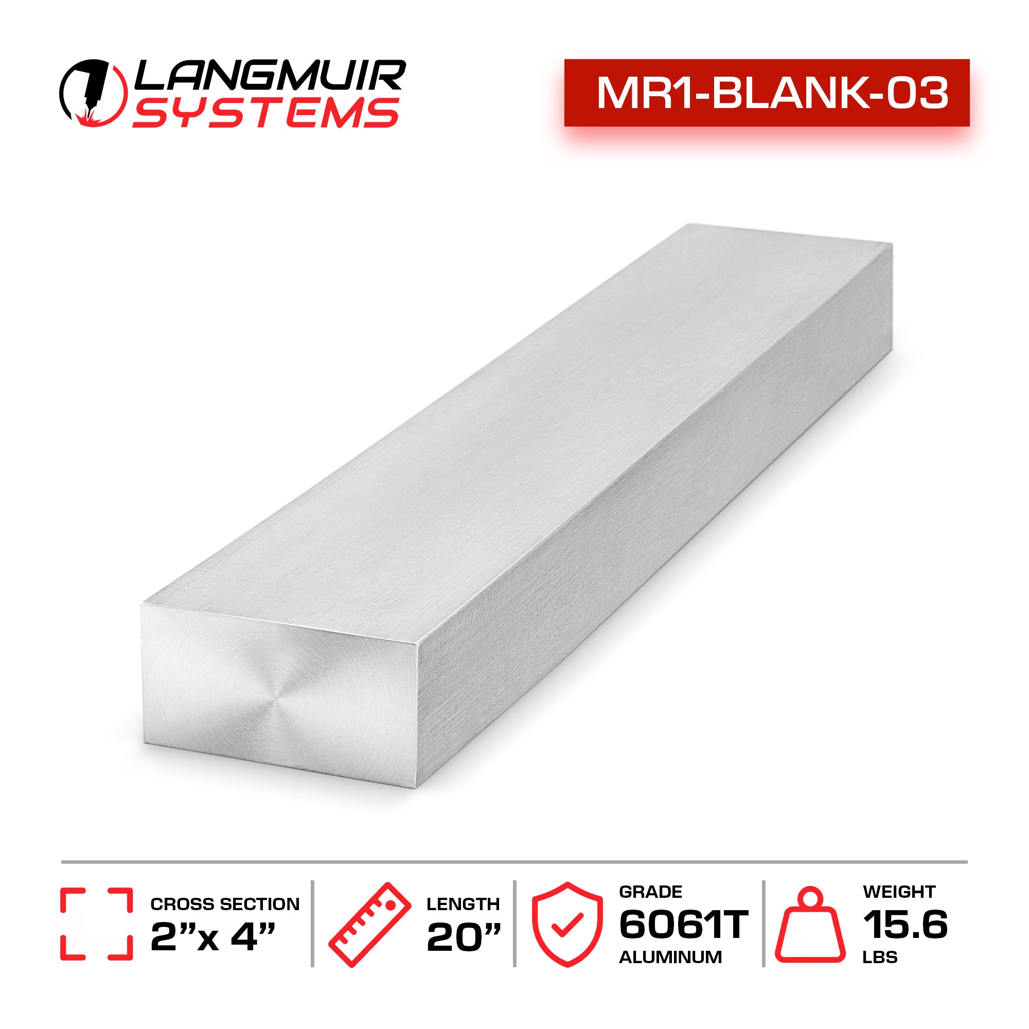 20"x4"x2" 6061-T6 Aluminum Billet