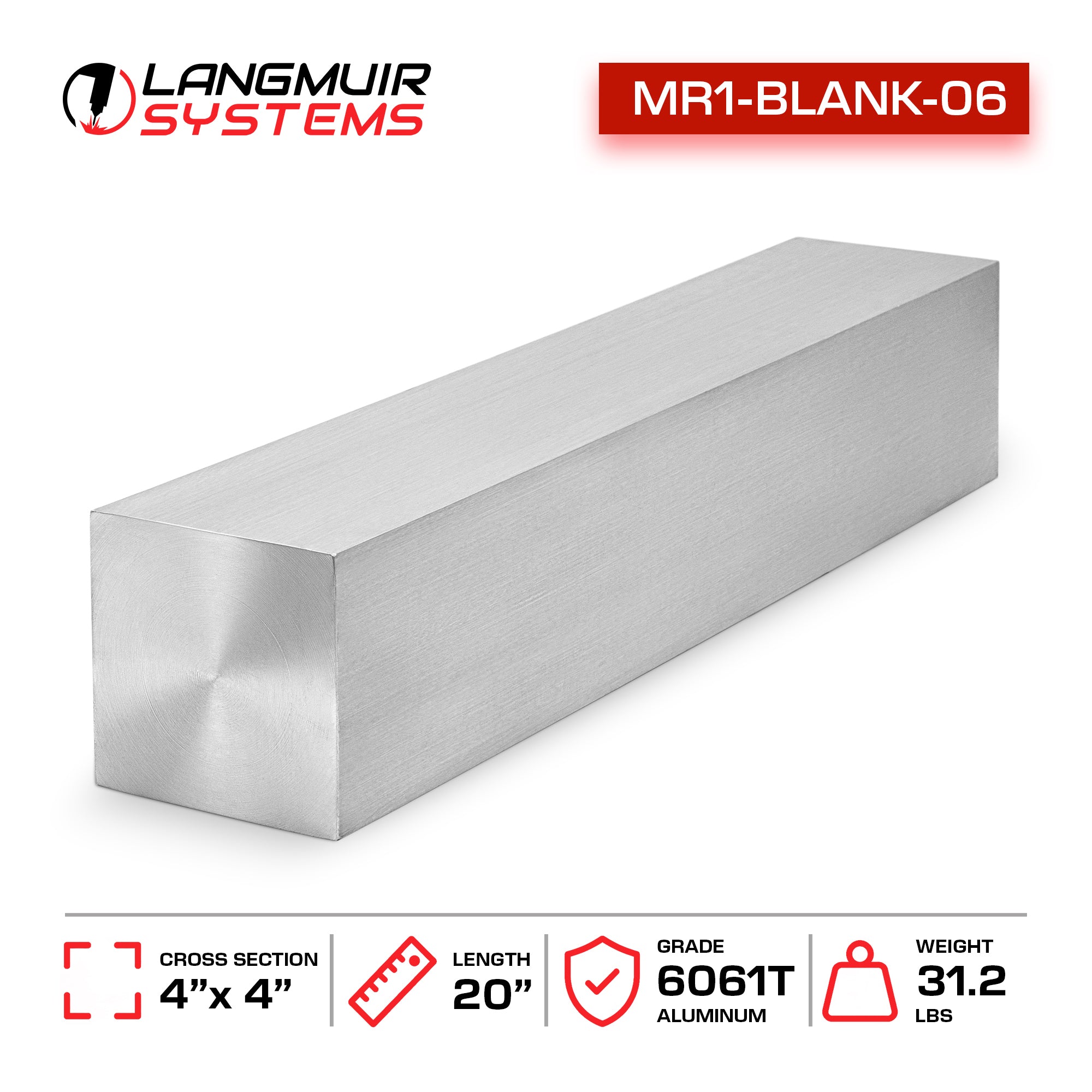 20"x4"x4" 6061-T6 Aluminum Billet