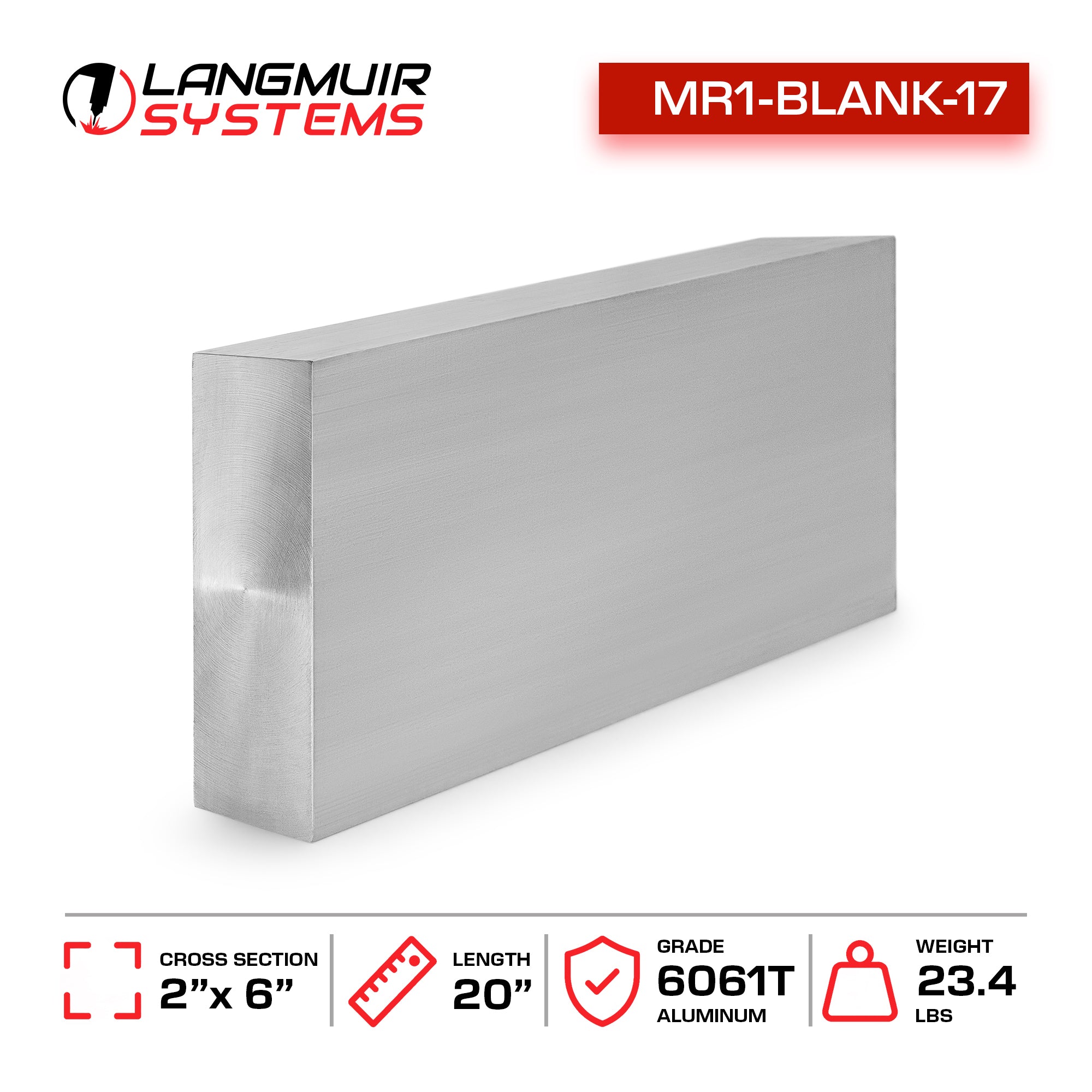 20"x2"x6" 6061-T6 Aluminum Billet