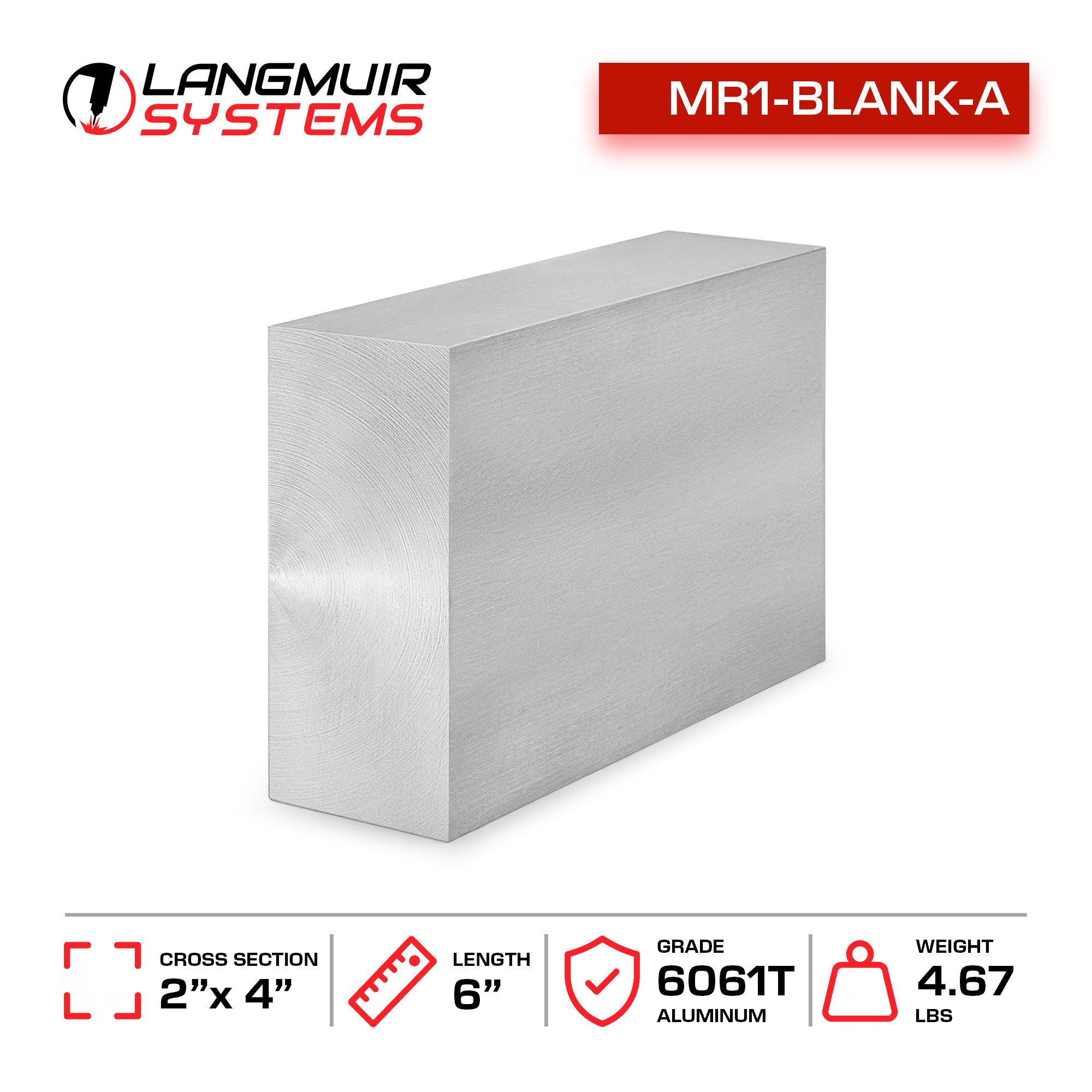 6"x4"x2" 6061-T6 Aluminum Billet