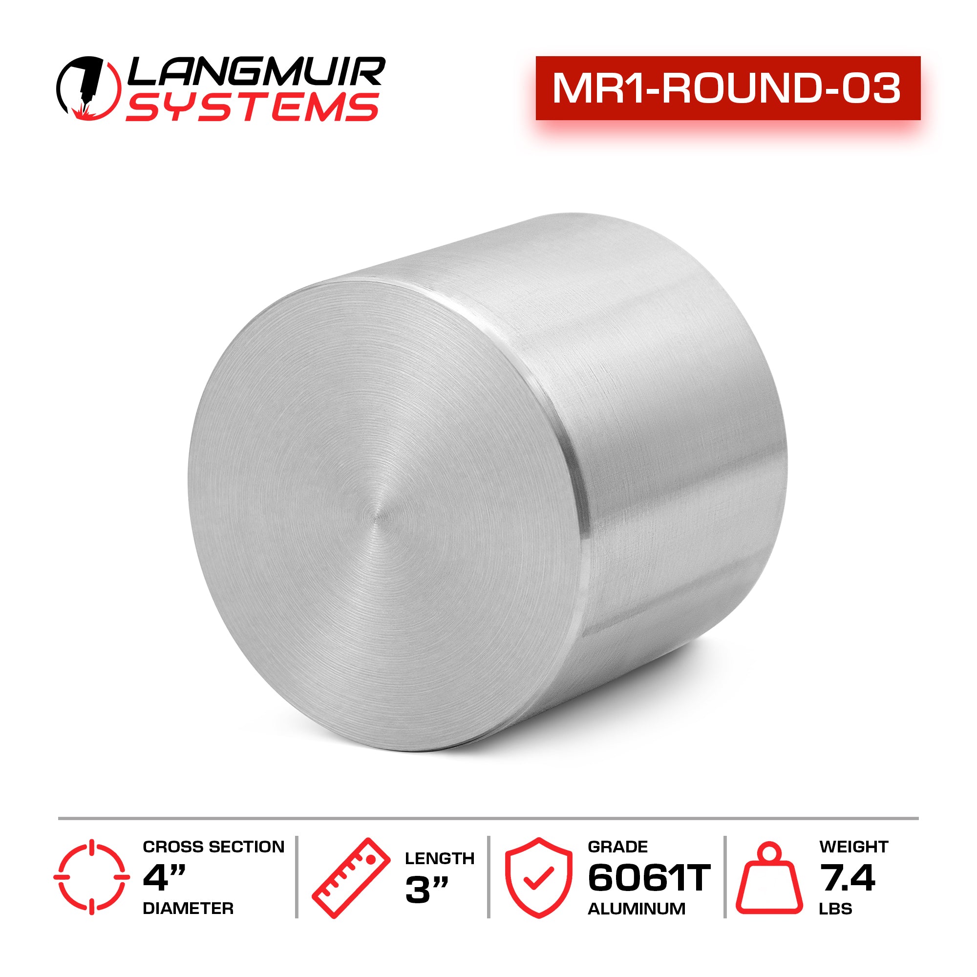 4"x3" 6061-T6 Aluminum Round Stock