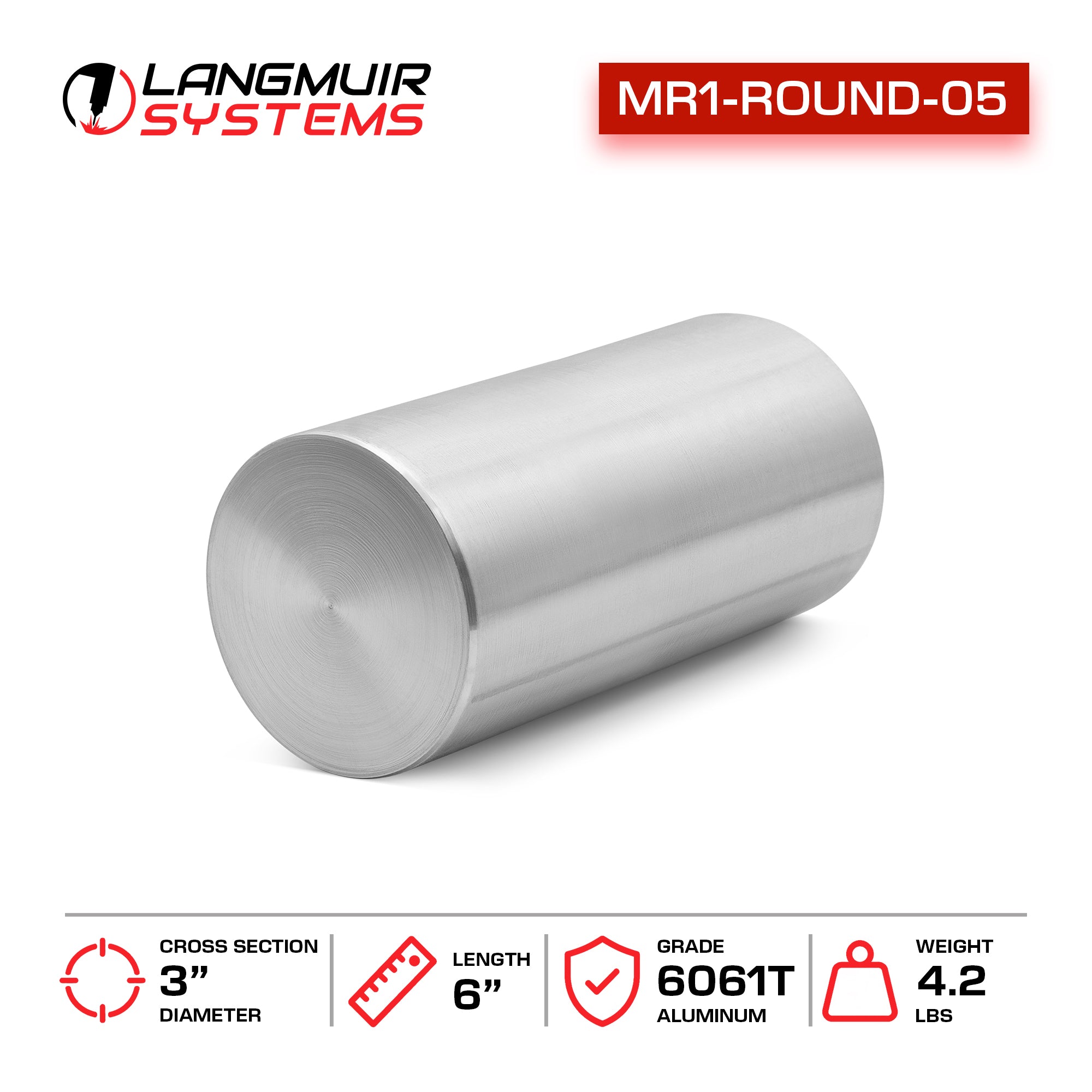 3"x6" 6061-T6 Aluminum Round Stock