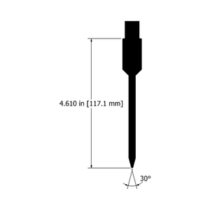 Dimensional drawing of a narrow acute angle punch, illustrating its specifications for precise metal fabrication.